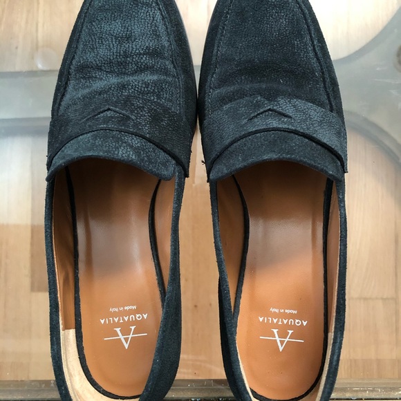 Aquatalia Black Pebbled Suede Loafers - Picture 2 of 10